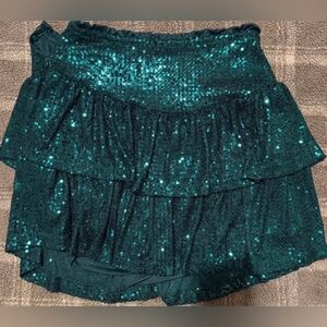 Women's Teal Sequin Tiered Skirt
